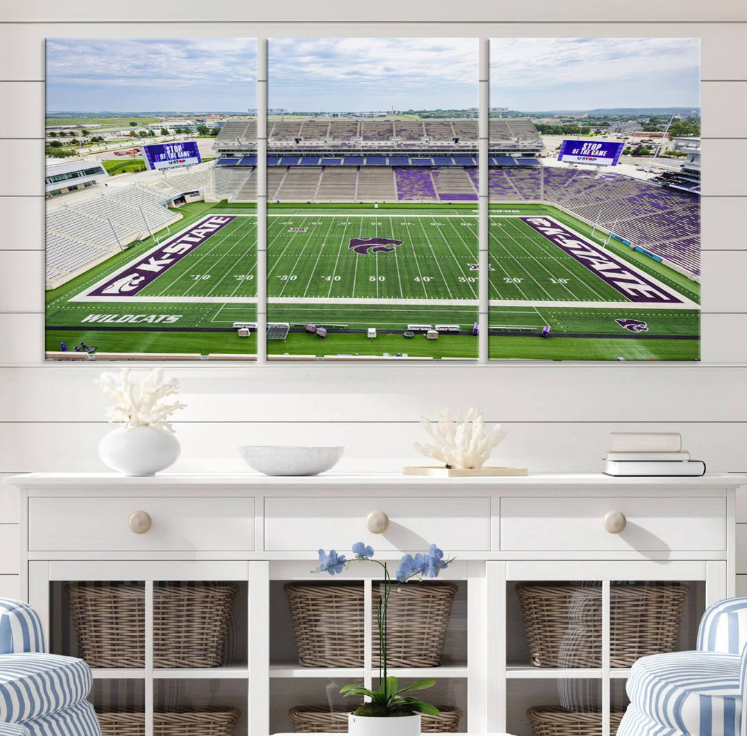 KState Wildcats Football Team Print - Manhattan Bill Snyder Family Football Stadium Wall Art Canvas Print