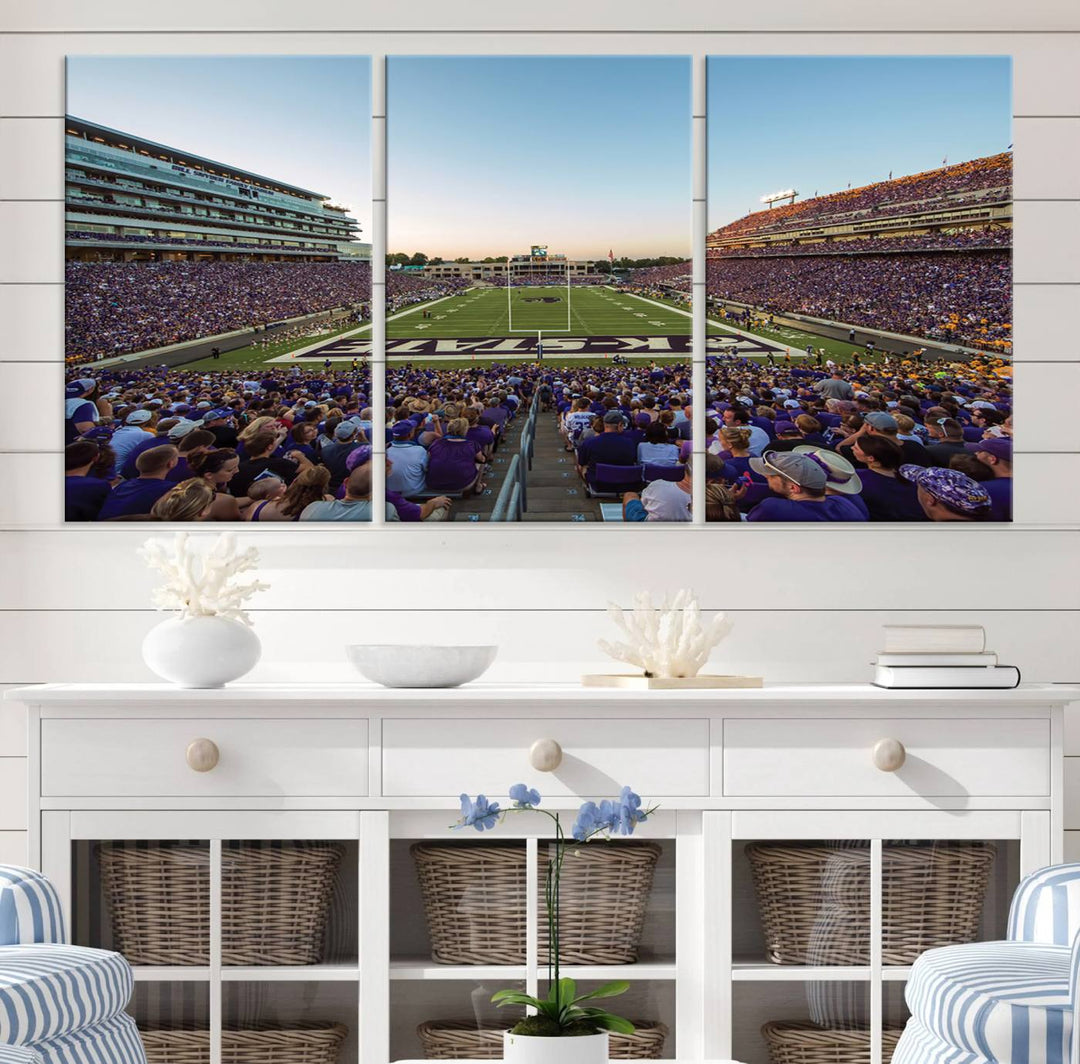 Kansas State University Wildcats Football Team Print - Manhattan Bill Snyder Family Football Stadium Wall Art Canvas Print