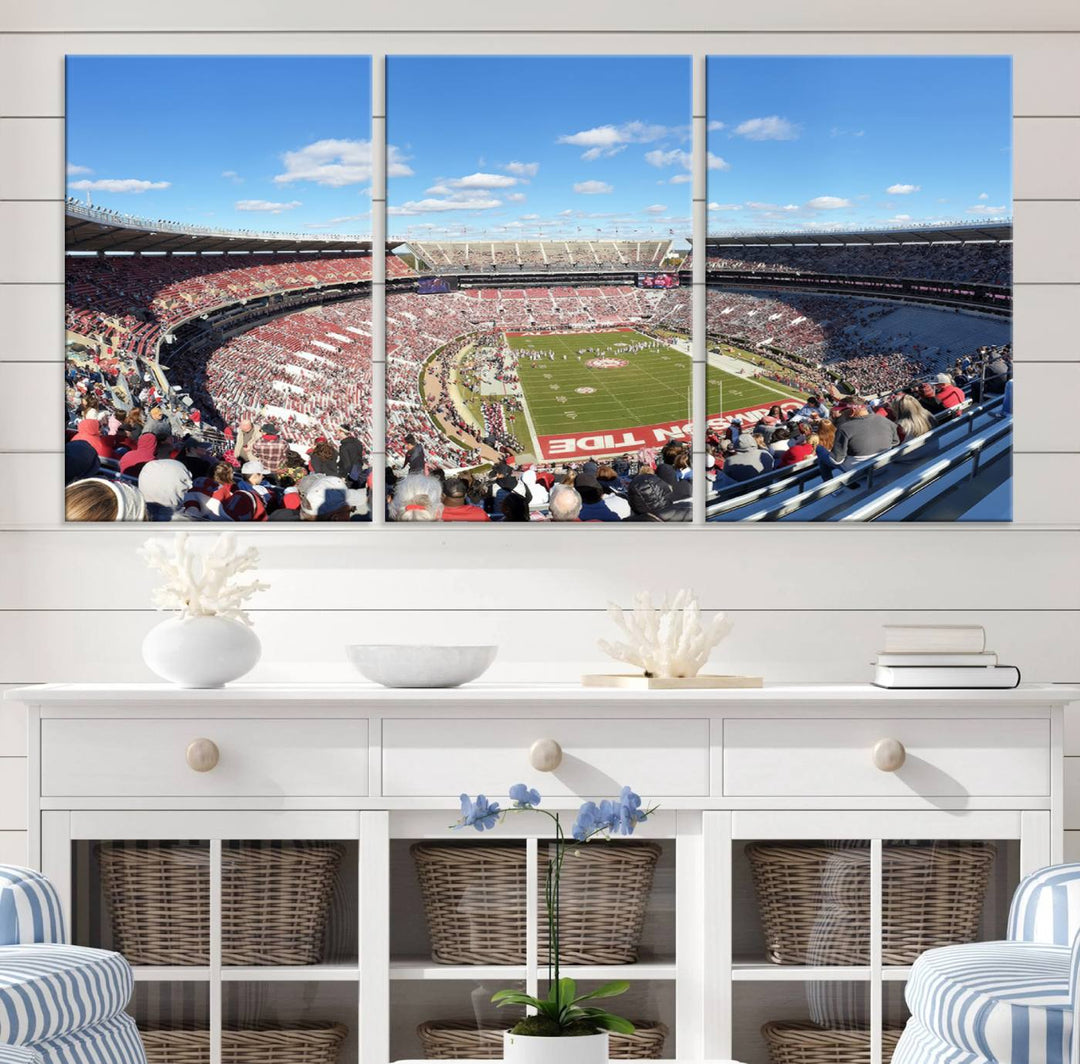 University of Alabama Crimson Tide Football Team Print - Tuscaloosa Bryant-Denny Stadium Wall Art Canvas Print