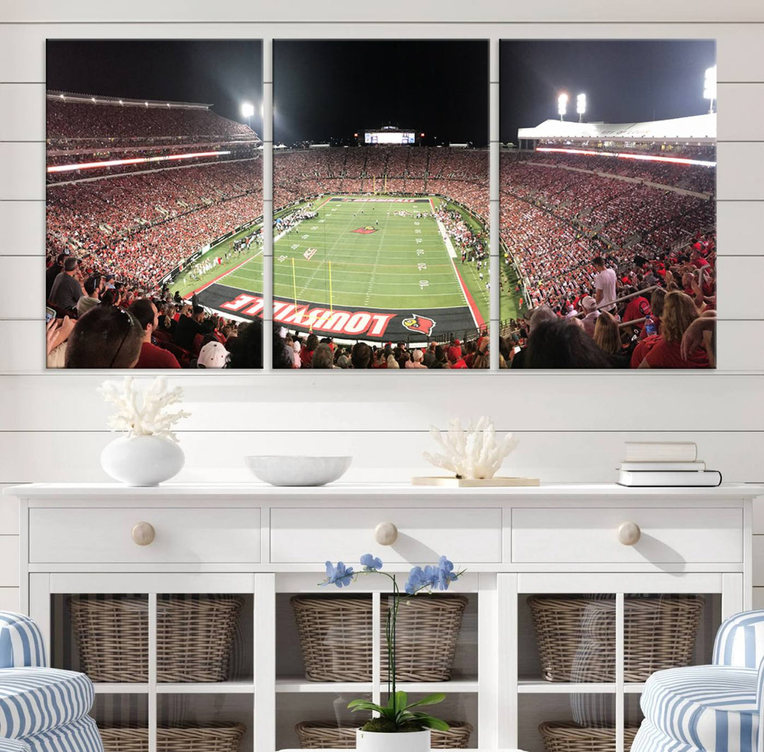 University of Louisville Cardinals Football Team Print - Louisville Cardinal Stadium Wall Art Canvas Print