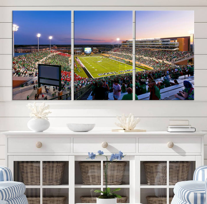 University of North Texas Mean Green Football Team Print - Denton DATCU Stadium Wall Art Canvas Print