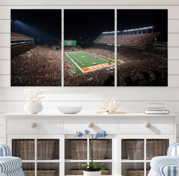 University of Texas Longhorns Football Team Print Austin Darrell K Royal Texas Memorial Stadium Wall Art Canvas Print