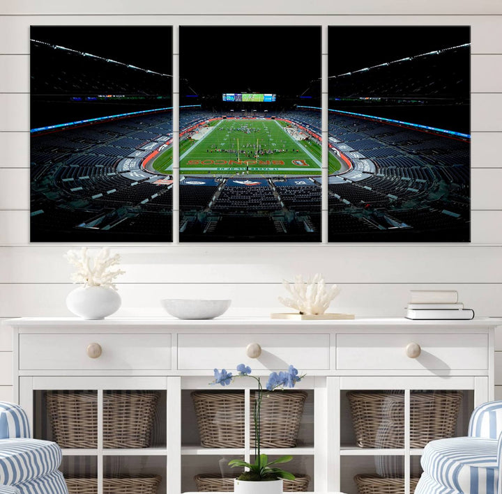 Denver Broncos Football Team Print - Denver Empower Field at Mile High Stadium Wall Art Canvas Print