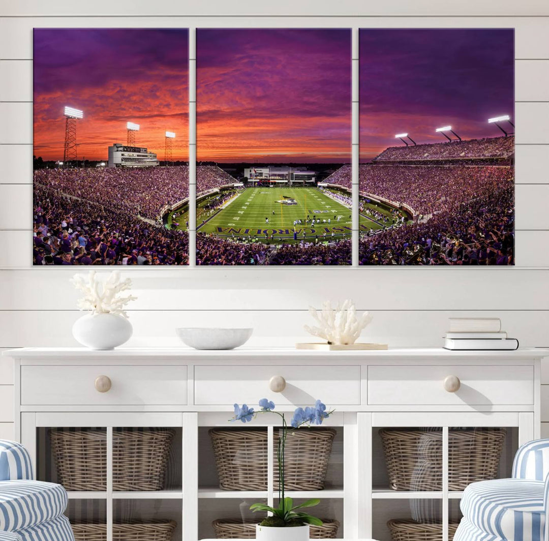 East Carolina University Pirates Football Team Print - Greenville Dowdy-Ficklen Stadium Wall Art Canvas Print