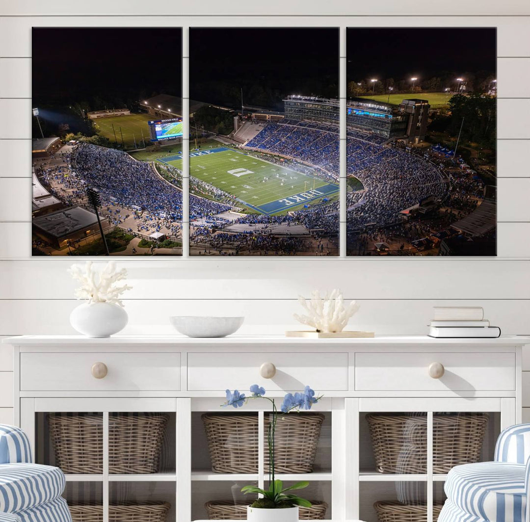 Duke University Blue Devils Football Team Print - Durham Wallace Wade Stadium Wall Art Canvas Print