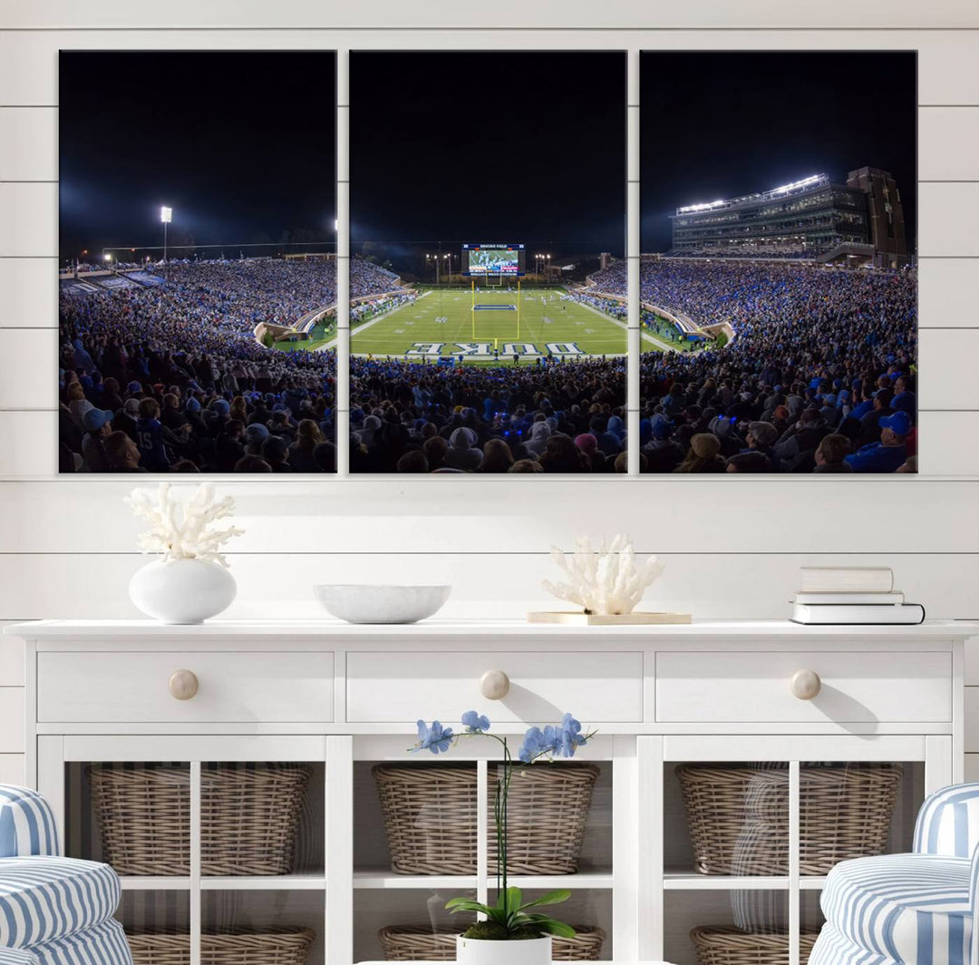 Duke University Blue Devils Football Team Print - Durham Wallace Wade Stadium Wall Art Canvas Print