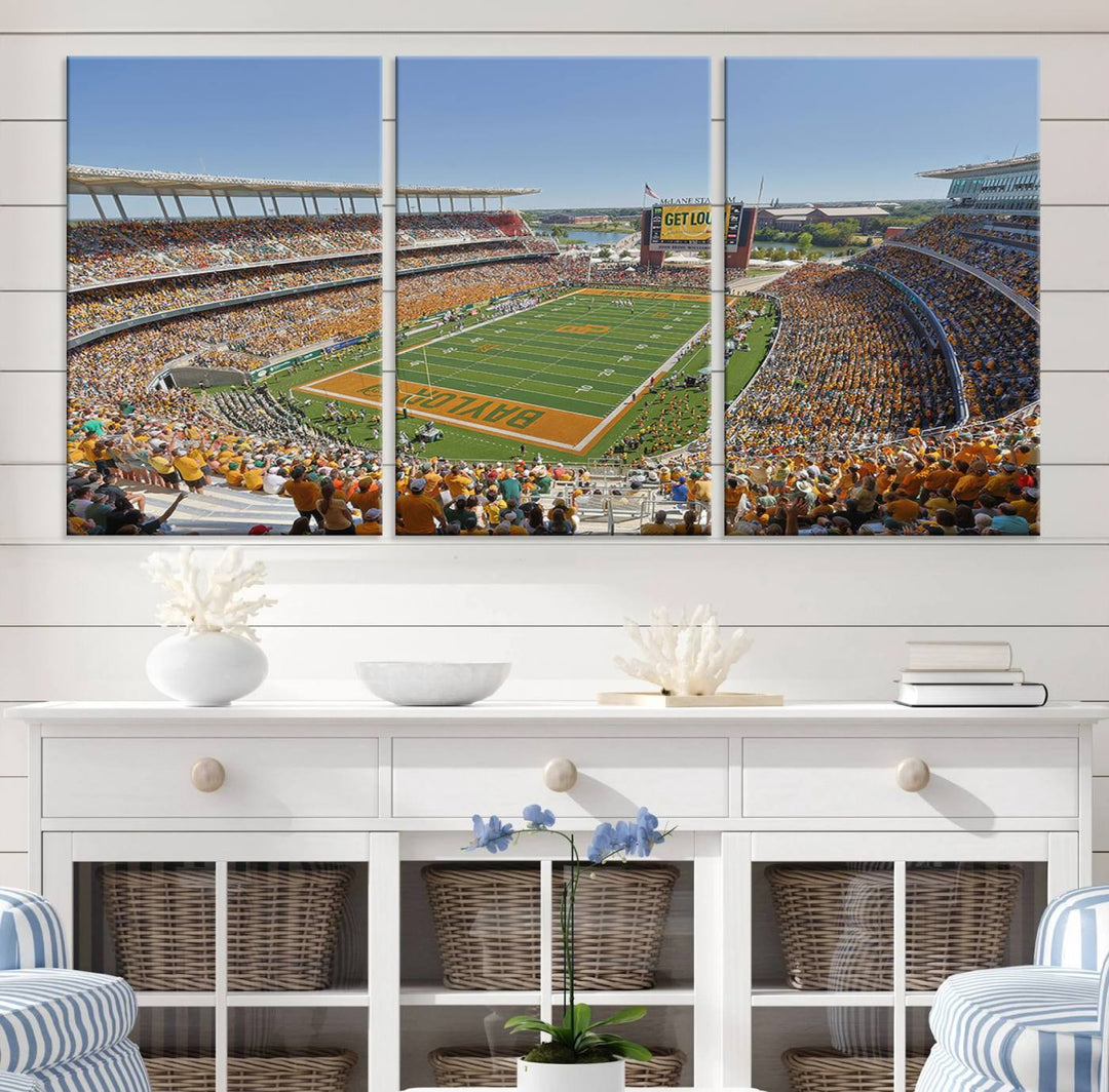 Baylor University Bears Football Team Print - Waco McLane Stadium Wall Art Canvas Print