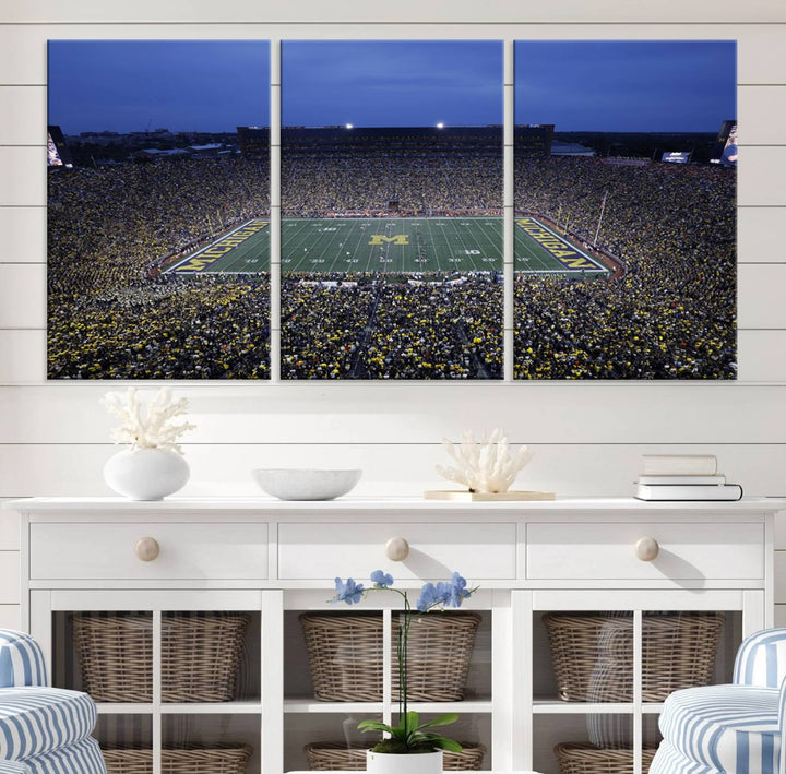 University of Michigan Wolverines Football Team Print - Ann Arbor Michigan Stadium Wall Art Canvas Print