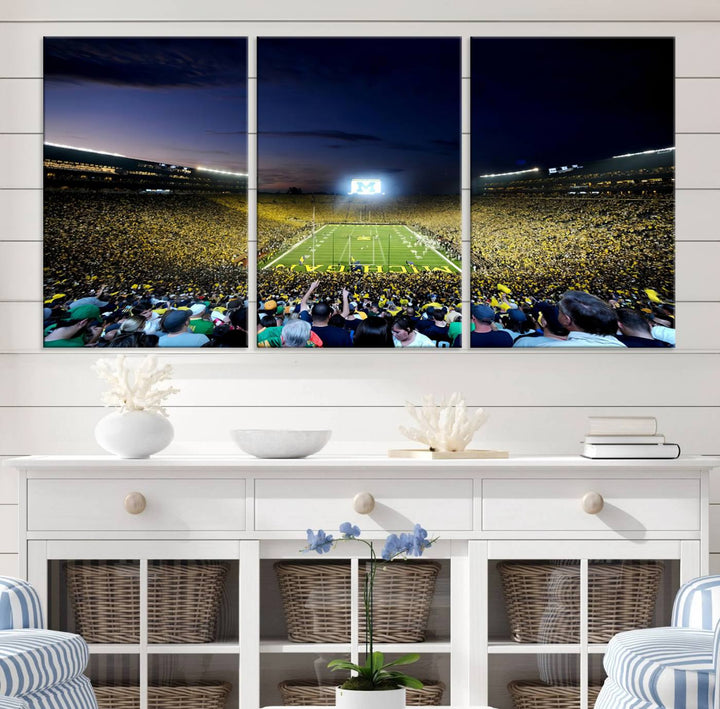 University of Michigan Wolverines Football Team Print - Ann Arbor Michigan Stadium Wall Art Canvas Print