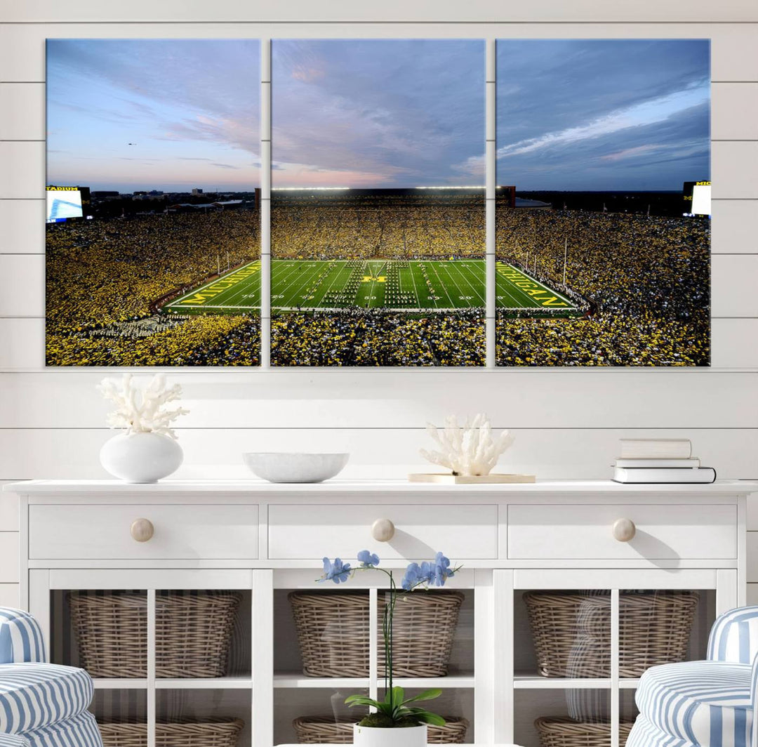 University of Michigan Wolverines Football Team Print - Ann Arbor Michigan Stadium Wall Art Canvas Print