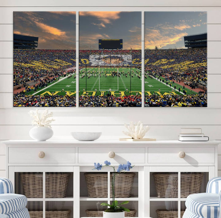 University of Michigan Wolverines Football Team Print - Ann Arbor Michigan Stadium Wall Art Canvas Print