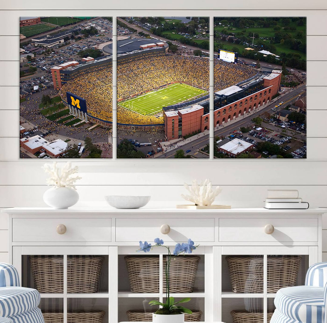 University of Michigan Wolverines Football Team Print - Ann Arbor Michigan Stadium Wall Art Canvas Print