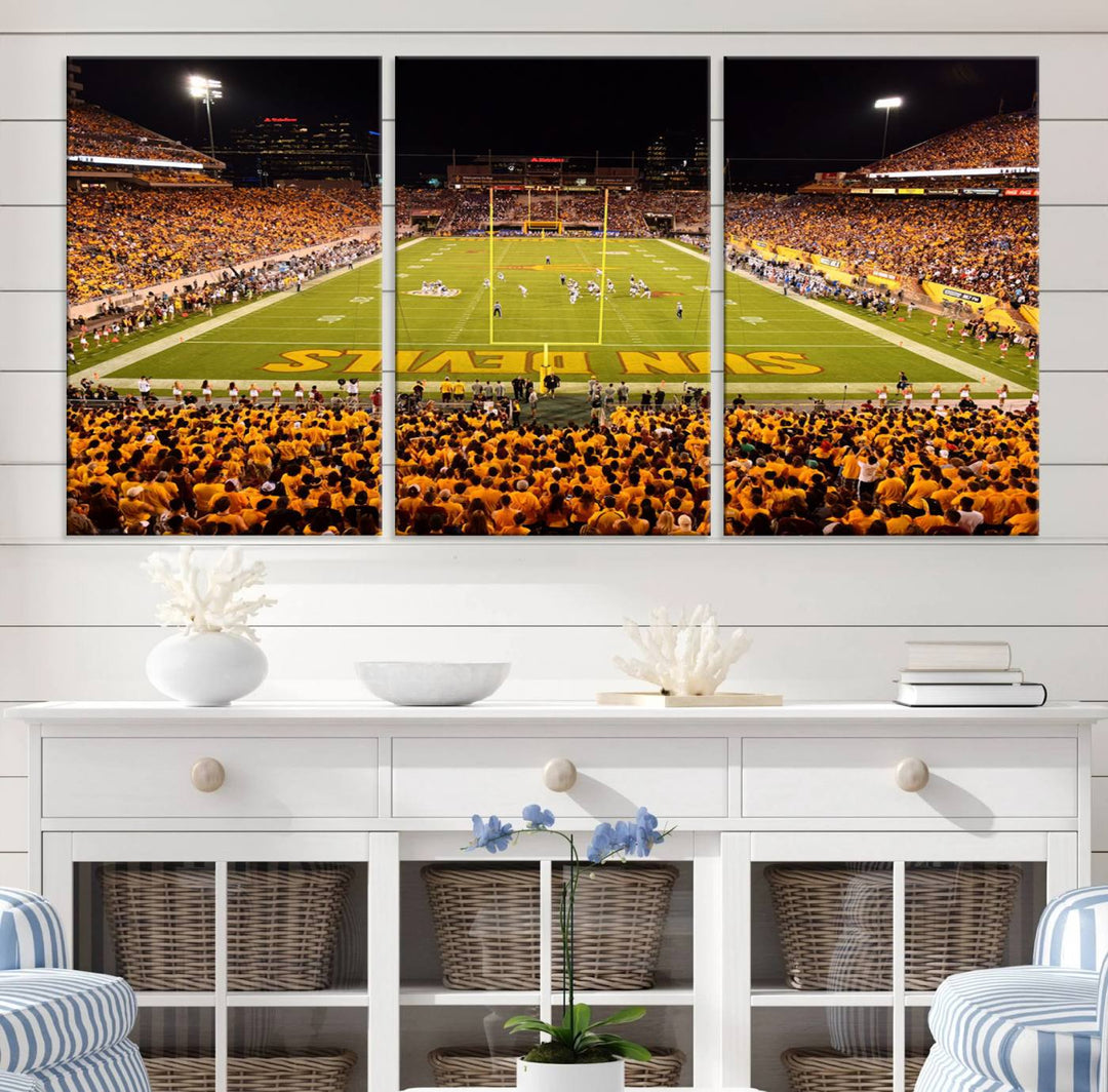 ASU Sun Devils Football Team Print - Phoenix Mountain America Stadium Wall Art Canvas Print