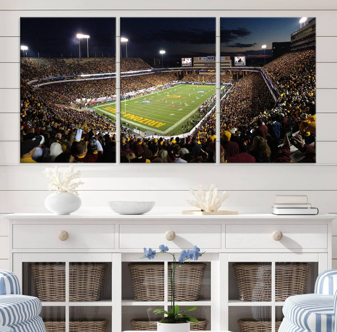 ASU Sun Devils Football Team Print - Phoenix Mountain America Stadium Wall Art Canvas Print