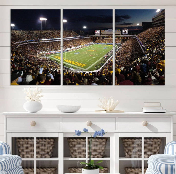 ASU Sun Devils Football Team Print - Phoenix Mountain America Stadium Wall Art Canvas Print