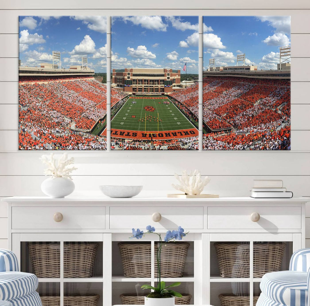 Oklahoma State Cowboys Football Team Print - Stillwater Boone Pickens Stadium Wall Art Canvas Print