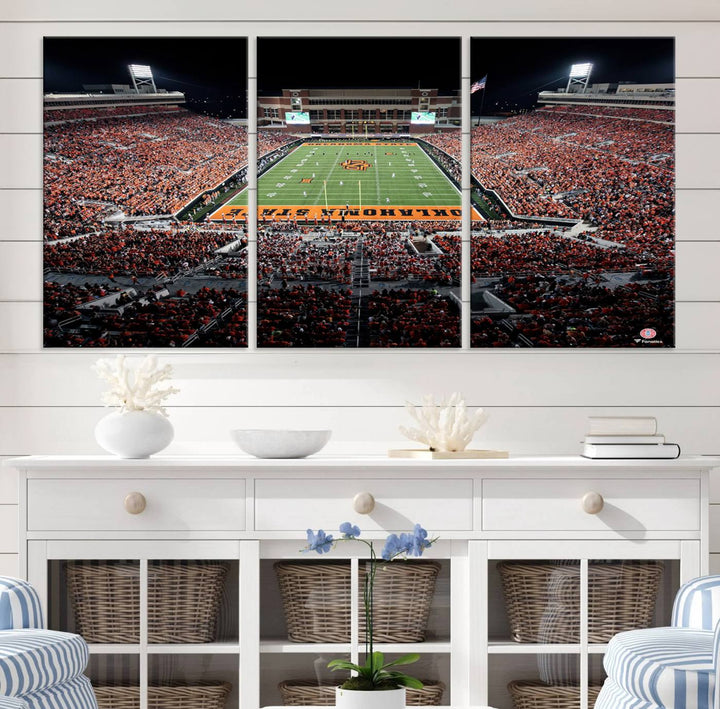 Oklahoma State Cowboys Football Team Print - Stillwater Boone Pickens Stadium Wall Art Canvas Print