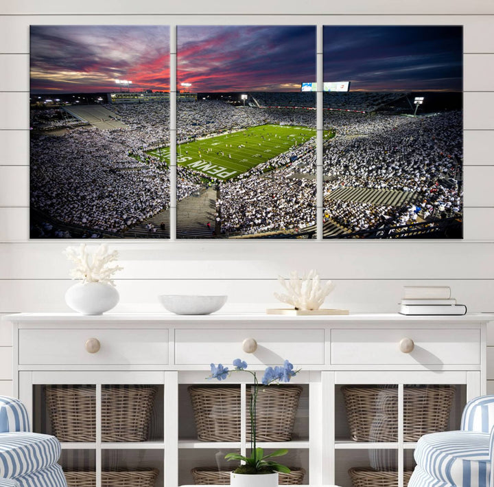 Penn State Nittany Lions Football Team Print - University Park Beaver Stadium Wall Art Canvas Print