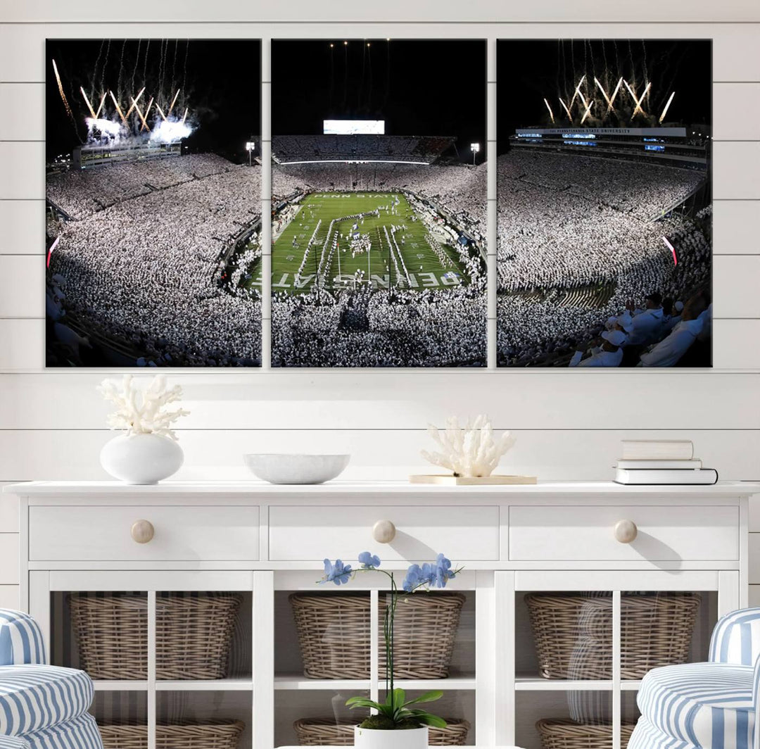 Penn State Nittany Lions Football Team Print - University Park Beaver Stadium Wall Art Canvas Print