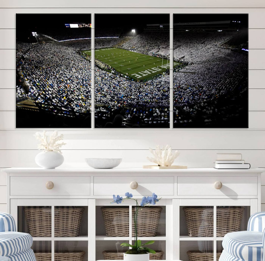 Penn State Nittany Lions Football Team Print - University Park Beaver Stadium Wall Art Canvas Print