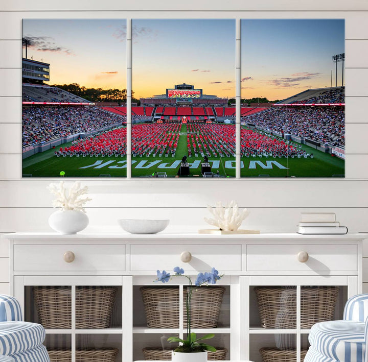 NC State Wolfpack Football Team Print - Raleigh Carter-Finley Stadium Wall Art Canvas Print