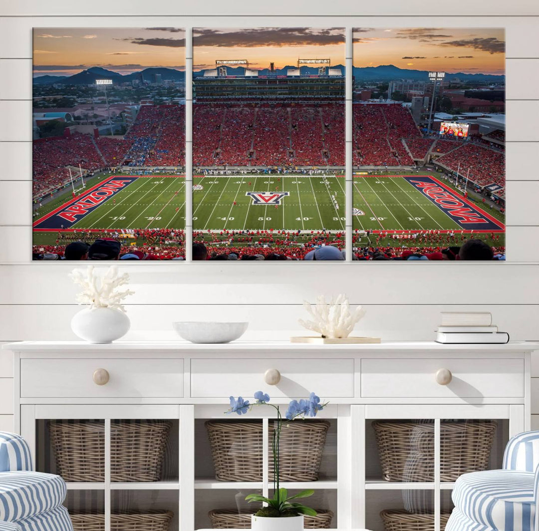 Arizona Wildcats Football Team Print - Tucson Arizona Stadium Wall Art Canvas Print