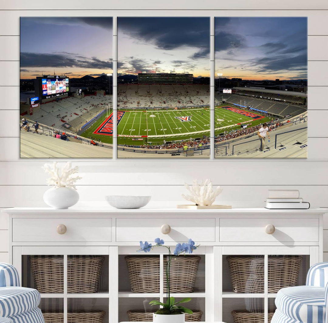 Arizona Wildcats Football Team Print - Tucson Arizona Stadium Wall Art Canvas Print