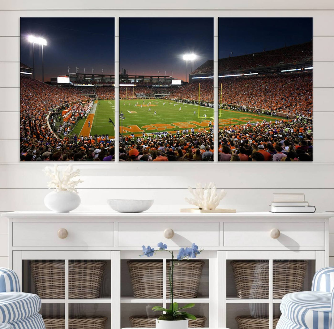 Clemson University Tigers Football Team Print - Clemson Memorial Stadium Wall Art Canvas Print