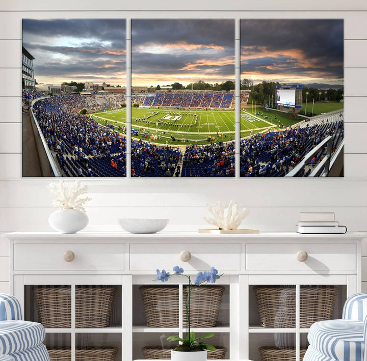 Duke University Blue Devils Football Team Print - Durham Wallace Wade Stadium Wall Art Canvas Print