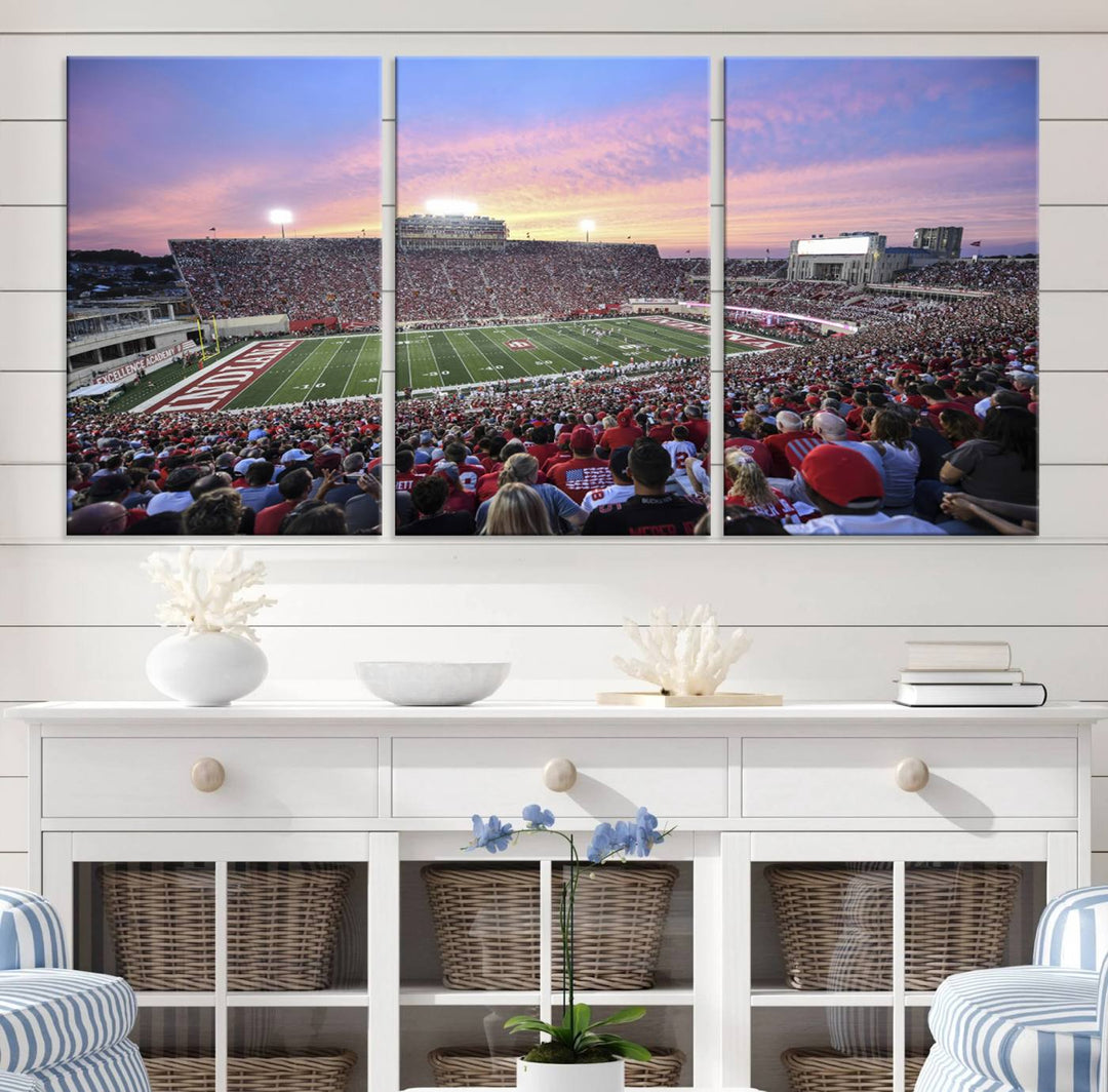 Indiana University Hoosiers Football Team Print - Bloomington Memorial Stadium Wall Art Canvas Print