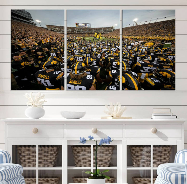 Iowa University Hawkeyes Football Team Print - Iowa City Kinnick Stadium Wall Art Canvas Print