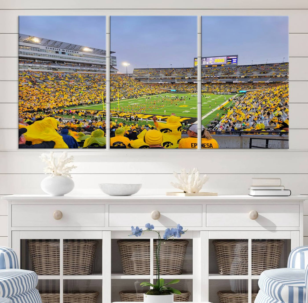 Iowa University Hawkeyes Football Team Print - Iowa City Kinnick Stadium Wall Art Canvas Print