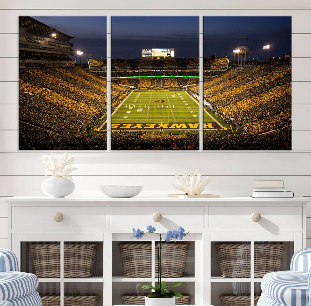 Iowa University Hawkeyes Football Team Print - Iowa City Kinnick Stadium Wall Art Canvas Print