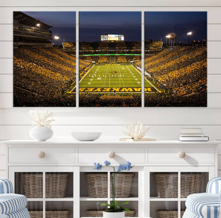 Iowa University Hawkeyes Football Team Print - Iowa City Kinnick Stadium Wall Art Canvas Print