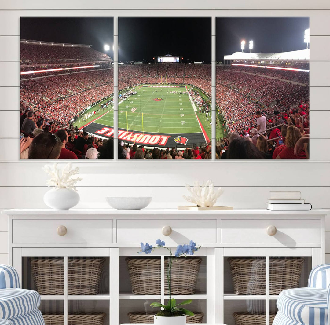 University of Louisville Cardinals Football Team Print - Louisville Cardinal Stadium Wall Art Canvas Print