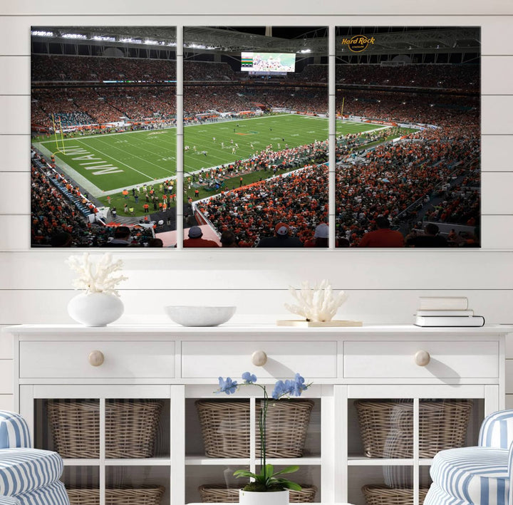 Miami Hurricanes Football Team Print - Miami Hard Rock Stadium Wall Art Canvas Print