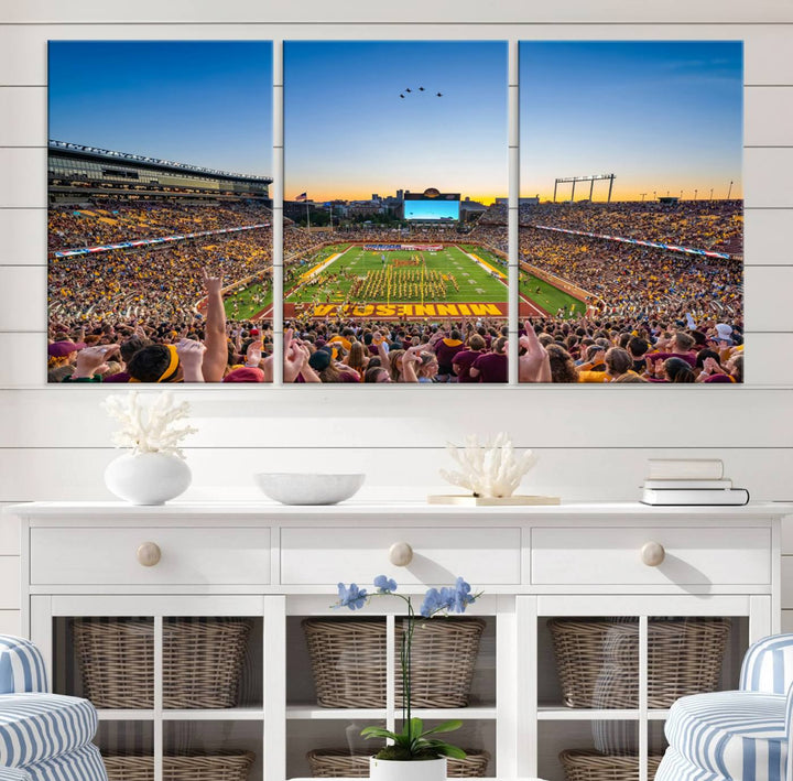 University of Minnesota Golden Gophers Football Team Print - Minneapolis Huntington Bank Stadium Wall Art Canvas Print