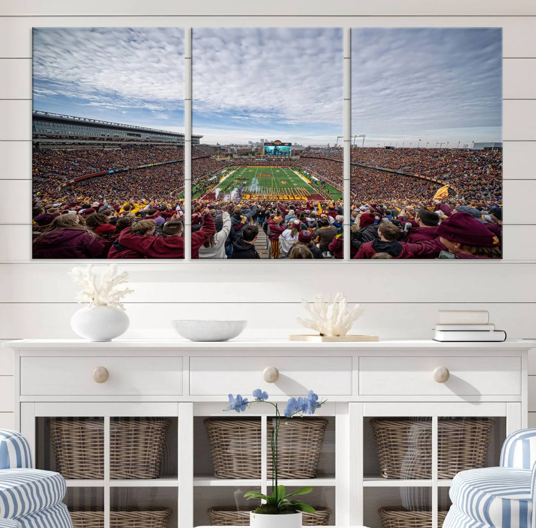 The University of Minnesotas Huntington Bank Stadium features vibrant wall art.