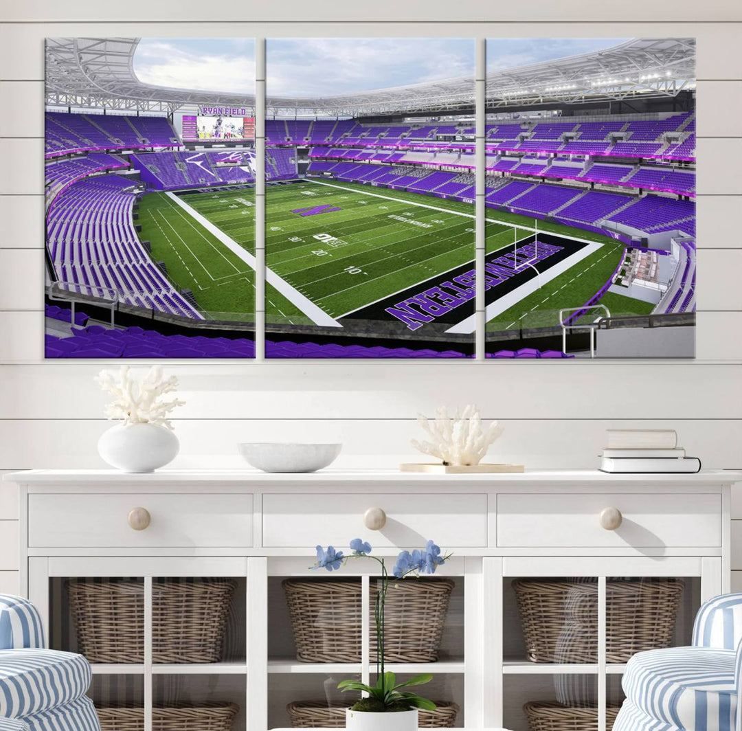 Northwestern University Wildcats Football Team Print - Evanston Ryan Field Wall Art Canvas Print