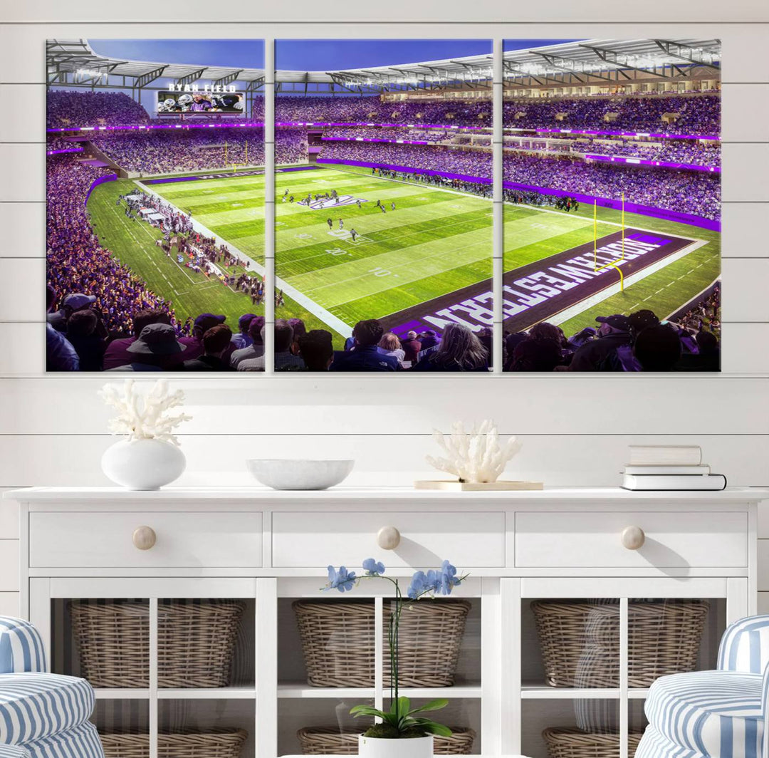 Northwestern University Wildcats Football Team Print - Evanston Ryan Field Wall Art Canvas Print