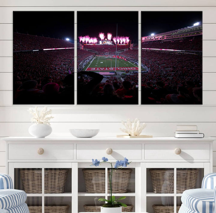 Ohio State University Buckeyes Football Team Print - Columbus Ohio Stadium Wall Art Canvas Print