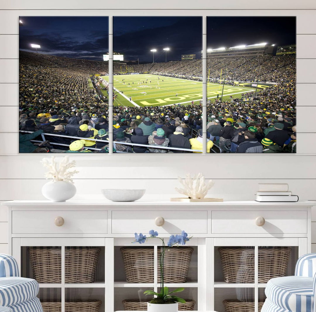 University of Oregon Ducks Football Team Print - Eugene Autzen Stadium Wall Art Canvas Print