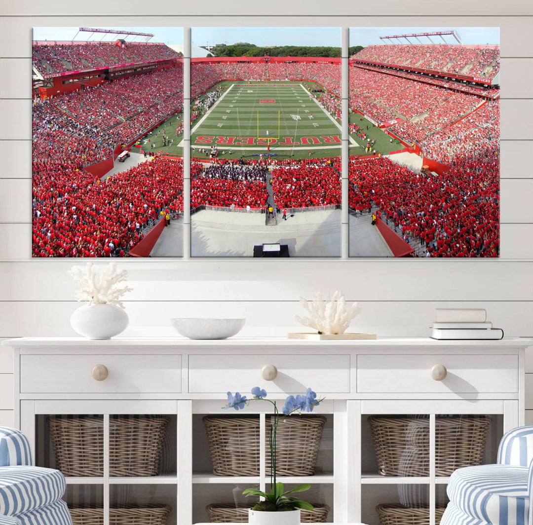 Rutgers Scarlet Knights Football Team Print - Piscataway SHI Stadium Wall Art Canvas Print