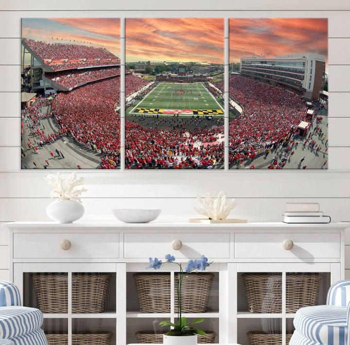 University of Maryland Terrapins Football Team Print - College Park SECU Stadium Wall Art Canvas Print