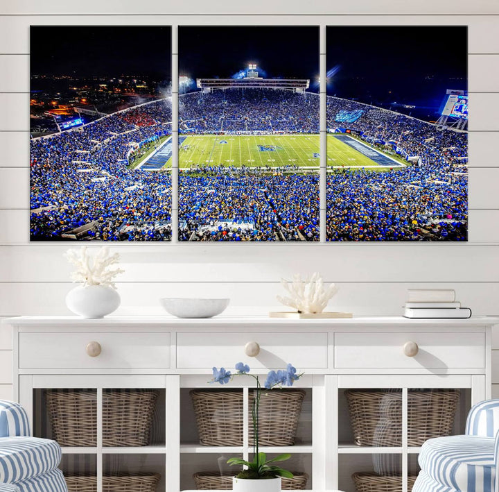 University of Memphis Tigers Football Team Print - Memphis Simmons Bank Liberty Stadium Wall Art Canvas Print