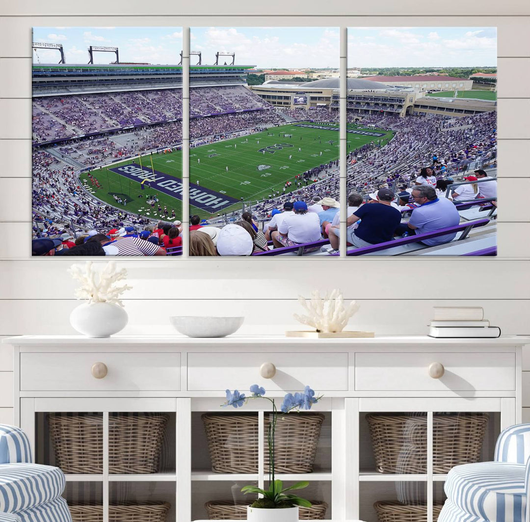 The Texas Christian University TCU Horned Frogs Football Team Print - Fort Worth Amon G. Carter Stadium Wall Art Canvas Print