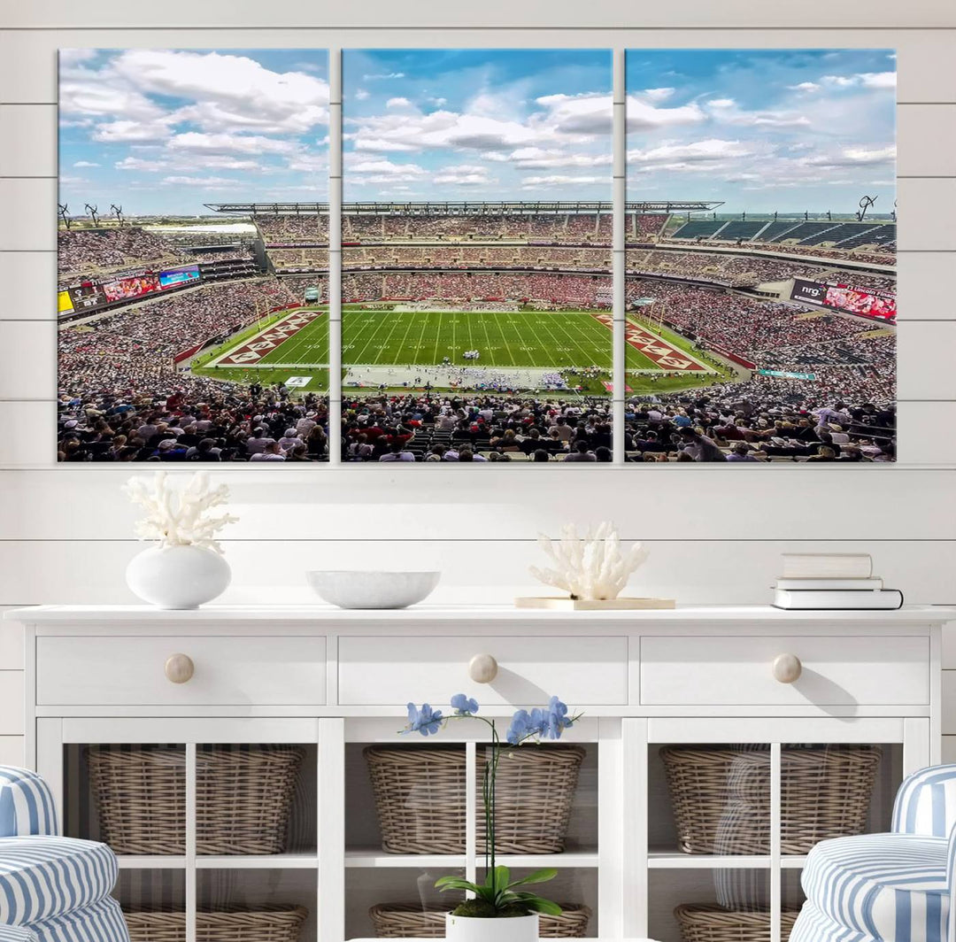 The Temple University Owls Athletics canvas print of a game at Lincoln Financial Field.