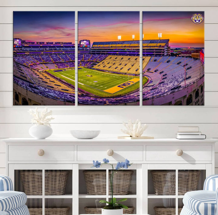 The Louisiana State University Tigers Football Team Print - Baton Rouge Tiger Stadium Wall Art Canvas Print