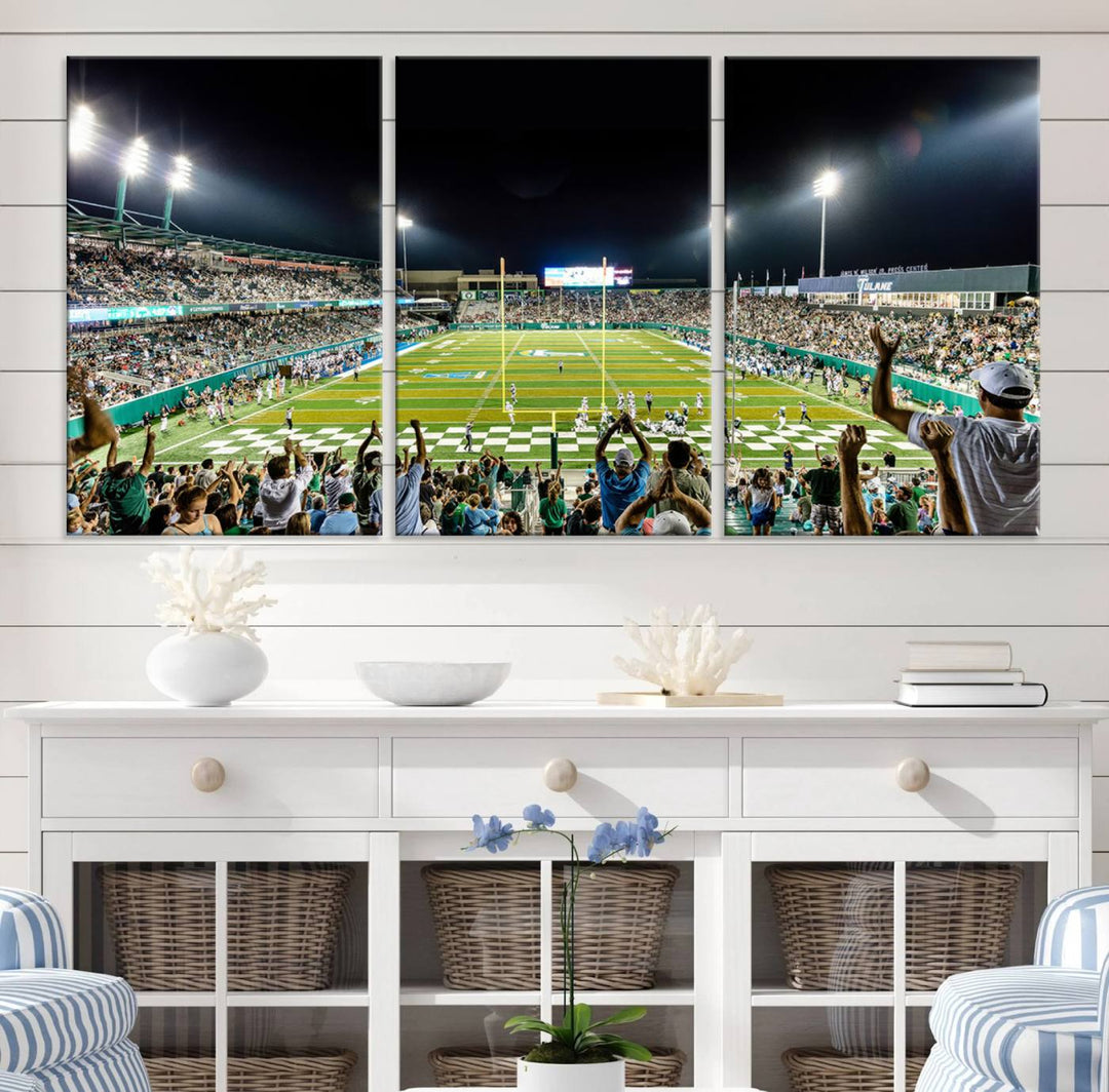 The Tulane University Green Wave Football Team Print - New Orleans Yulman Stadium Wall Art Canvas Print