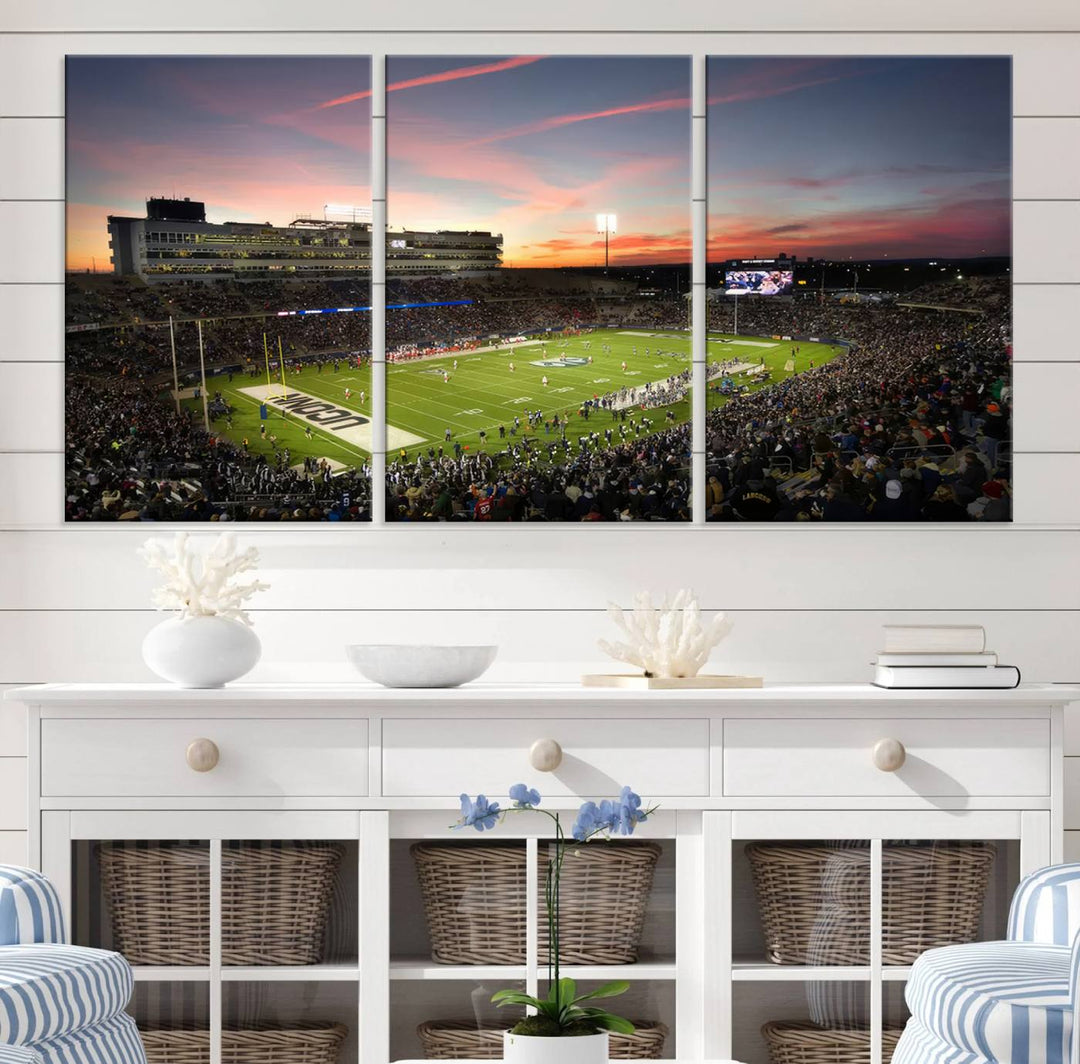 The University of Connecticut UCONN Huskies Football Team Print - East Hartford Pratt & Whitney Stadium Wall Art Canvas Print